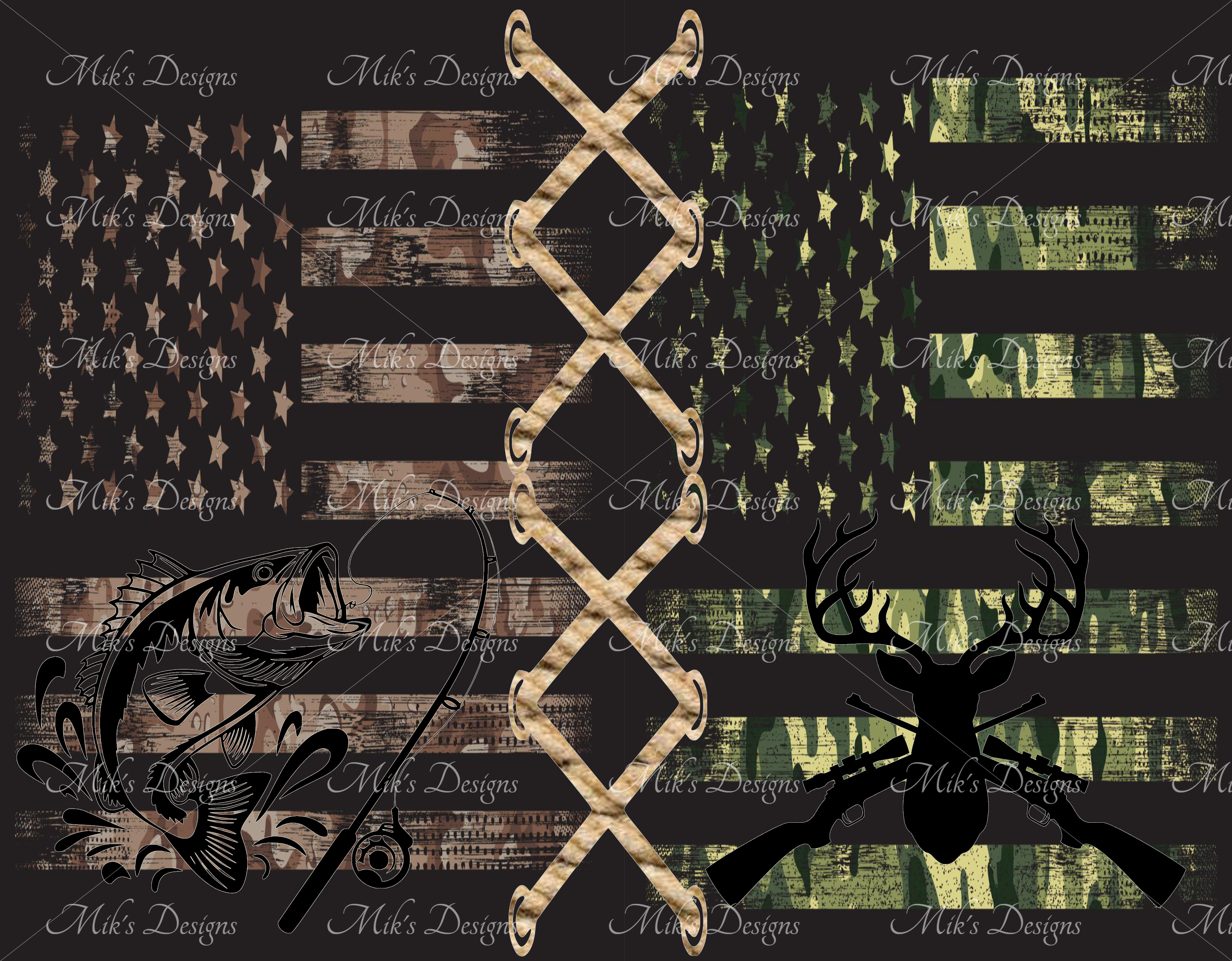 Hunting/Fishing-Camo-Flag-Tumbler-Wrap