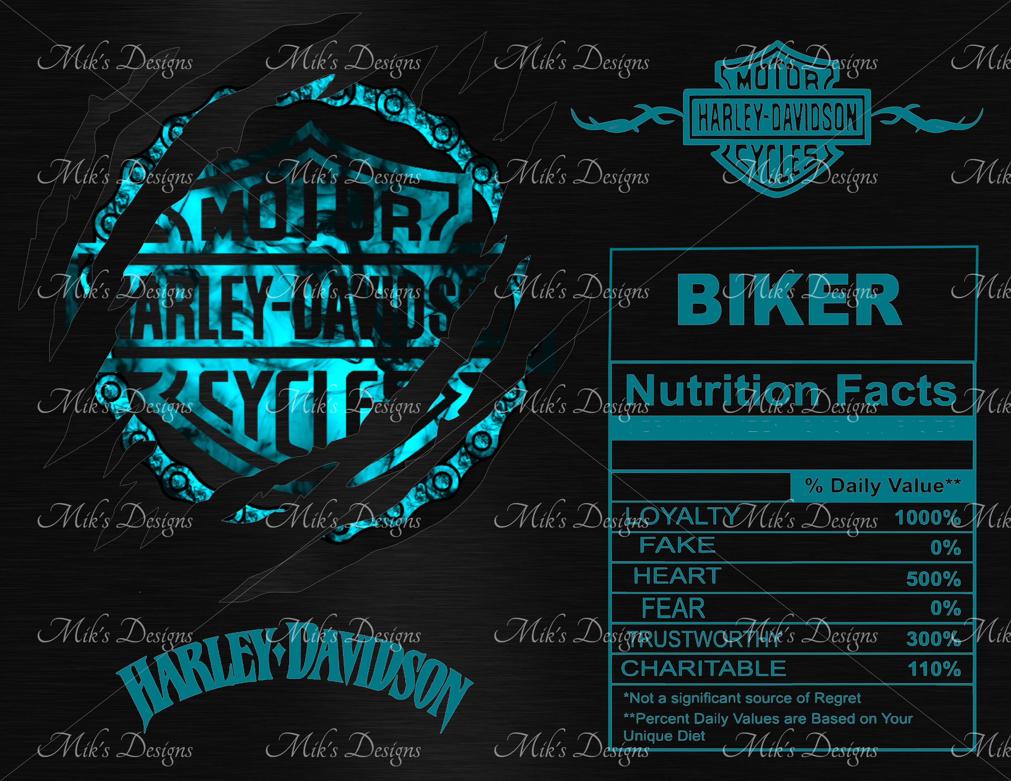 Harley Teal Tumbler Wrap